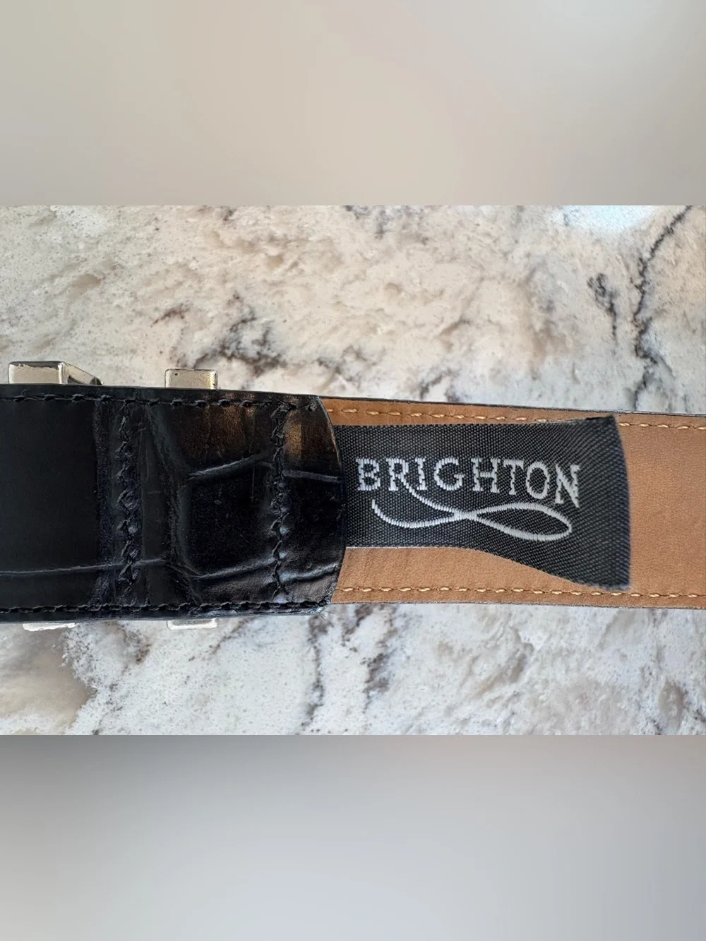 Vintage Brighton Black Leather Accent Belt
